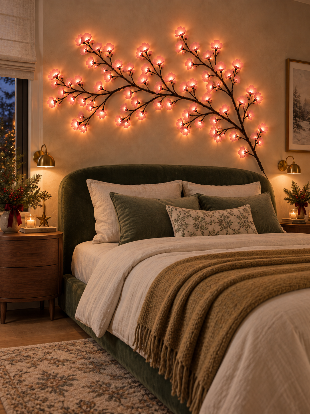 Cherry blossom lights from a second bedroom angle