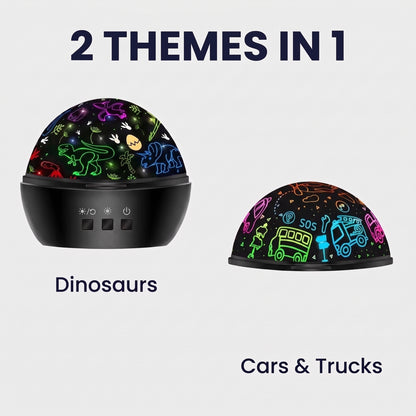 2 themes in 1: dinosaurs dome and cars & trucks dome